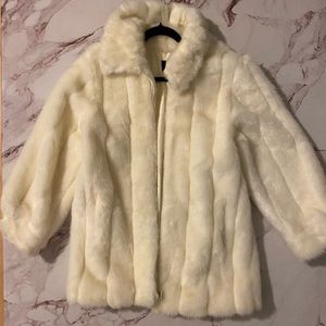 Faux fur off white winter jacket, mid length